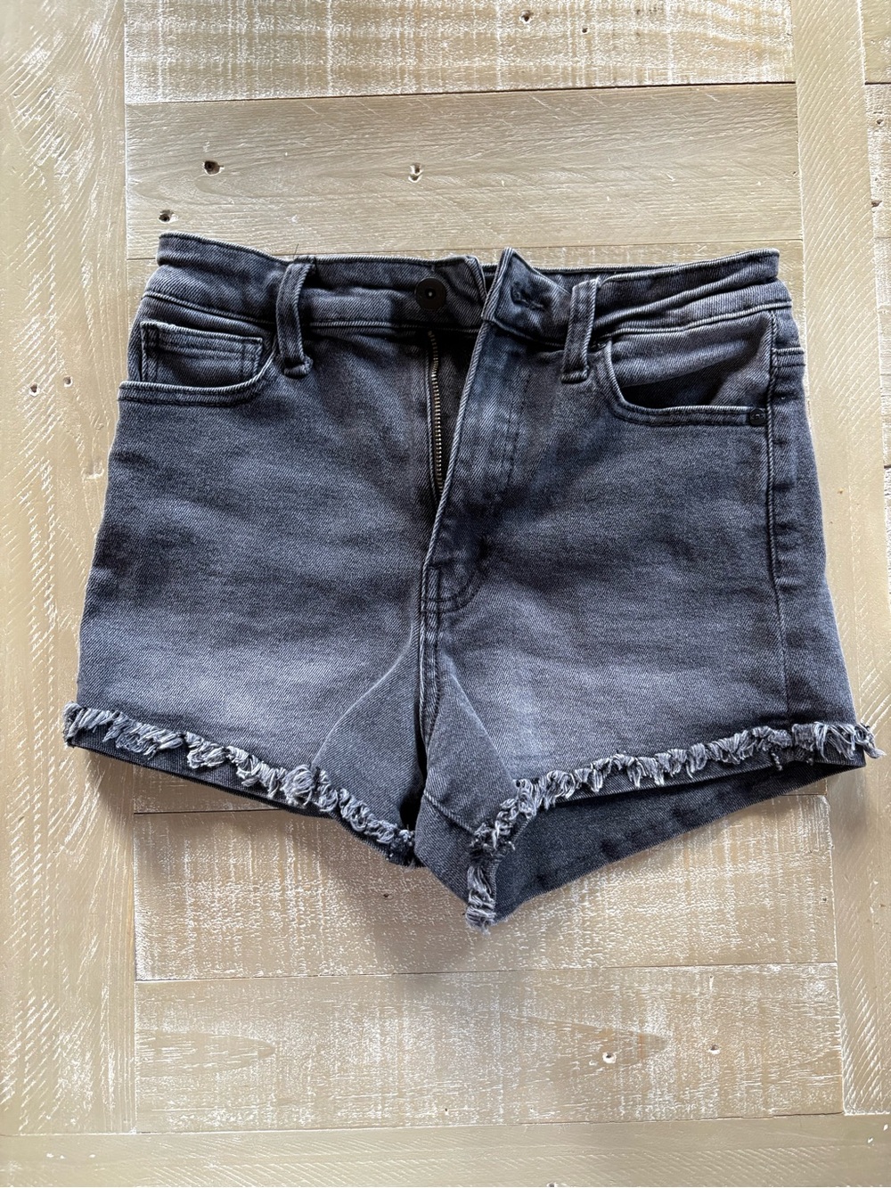 Kendall + Kylie High-Rise Black Frayed Hem Women's Denim Shorts